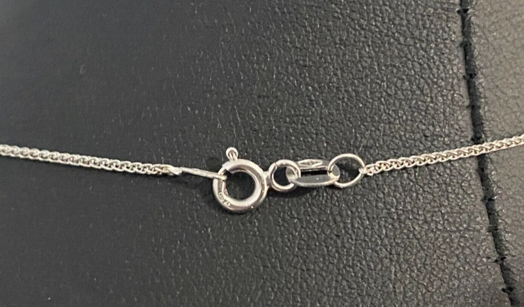 Italian 18K White Gold Spiga Link Chain Necklace 46cm Long