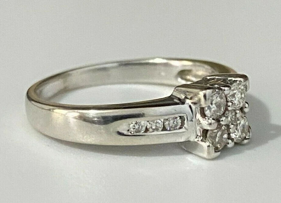 18K White Gold & 0.23CT Diamond Engagement Ring Size M - 6