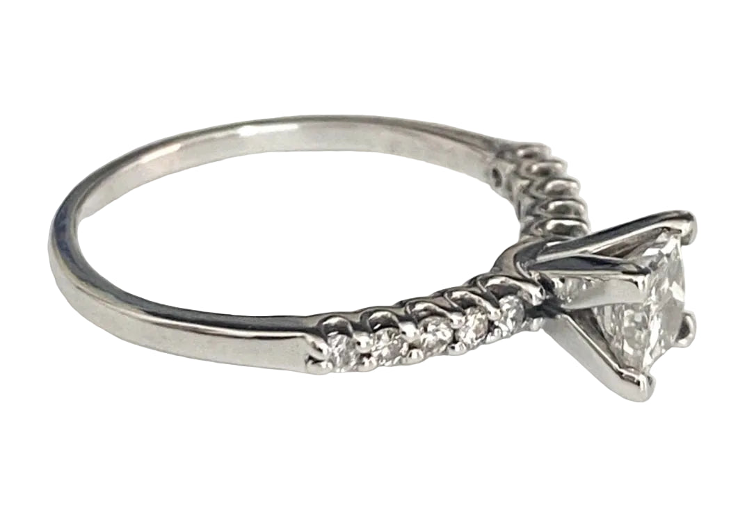 14K White Gold & 0.75CT Diamond Solitaire Engagement Ring Size P 1/2 (US 8)