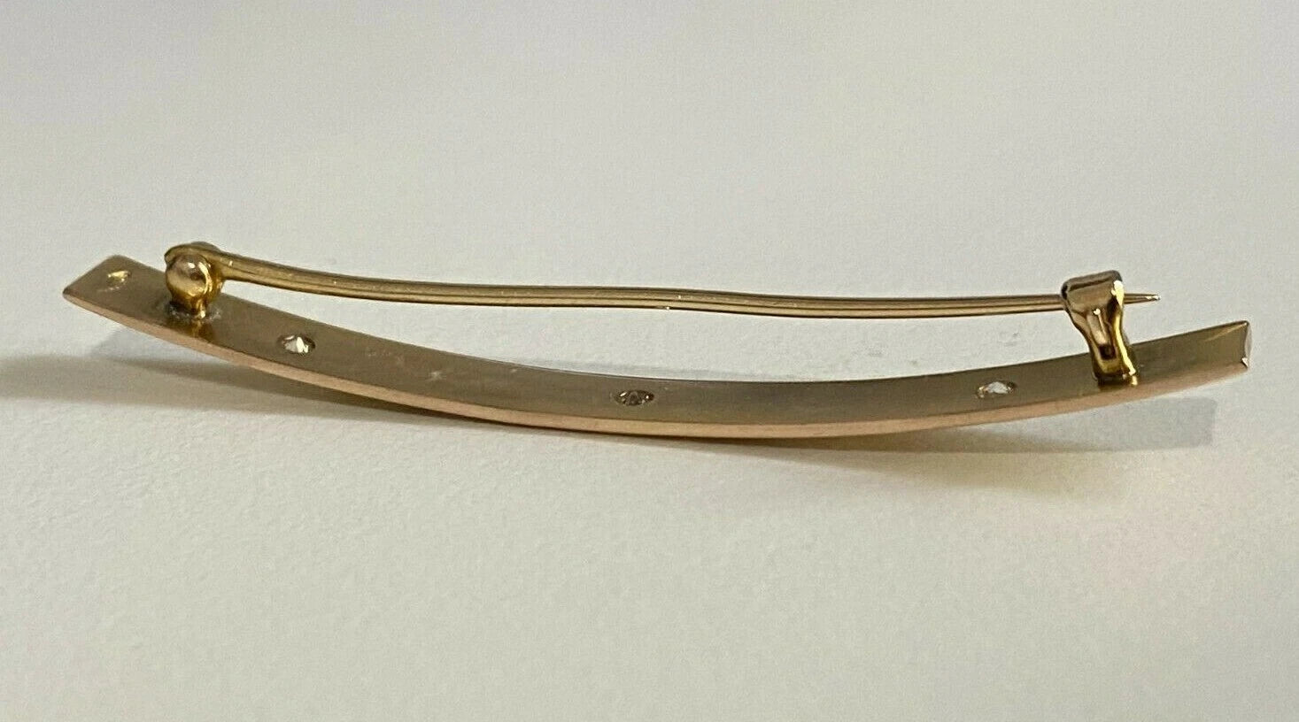 Art Deco 14K Yellow Gold & Diamond Brooch 59mm
