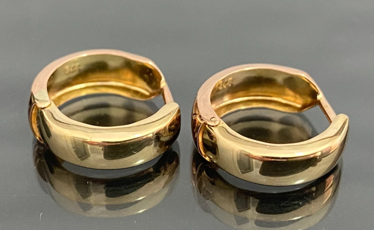 9ct Gold Textured Decorative Hoop Earrings