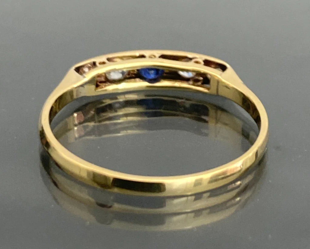 Antique 18ct Yellow Gold & Platinum Diamond Ring Size M 1/2 (US 6.5)