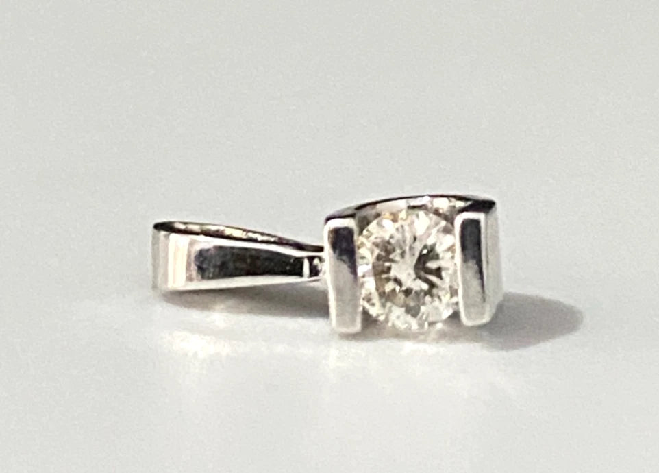 14K White Gold & 0.20CT Diamond Bar Set Single Stone Pendant