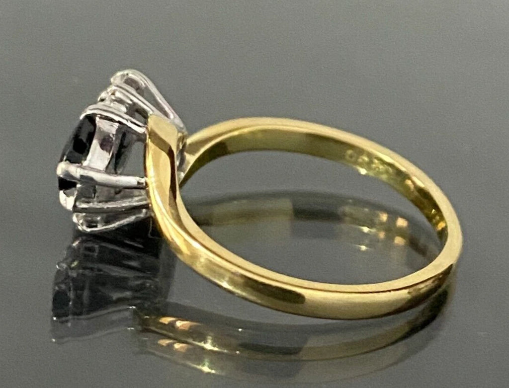 18K Yellow Gold W/ Sapphire & Diamond Crossover Ring Size M - 6
