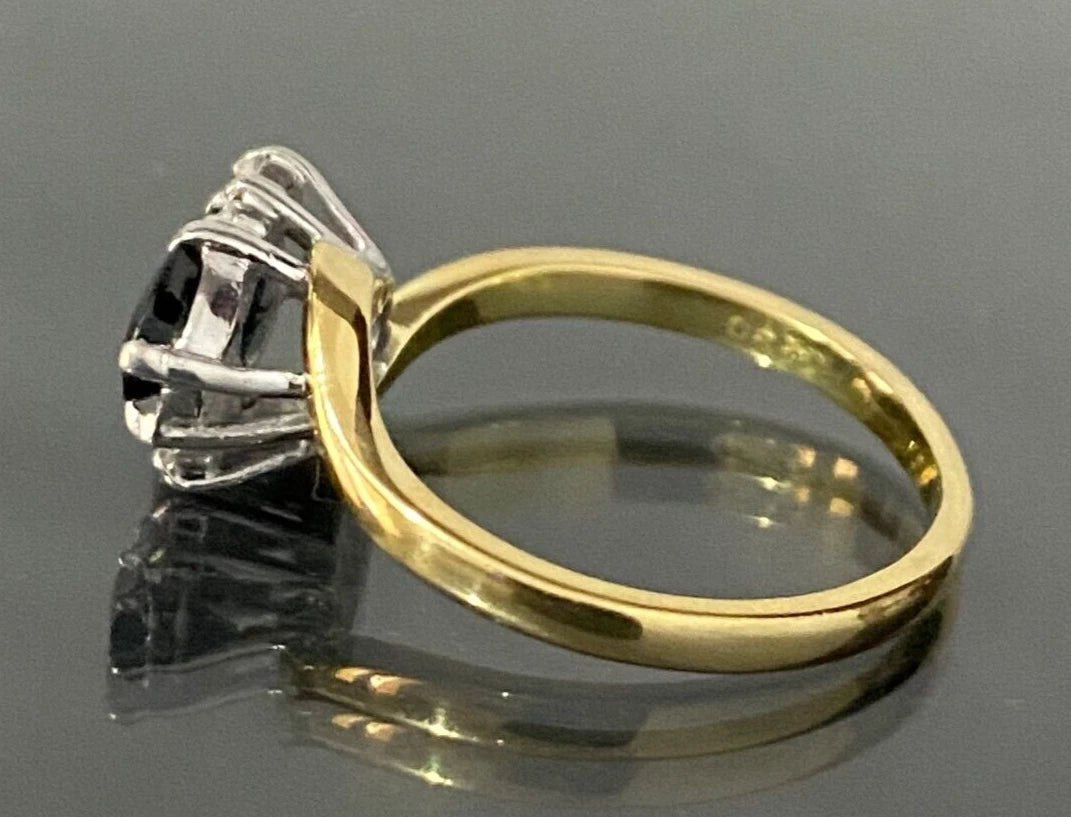 18K Yellow Gold W/ Sapphire & Diamond Crossover Ring Size M - 6