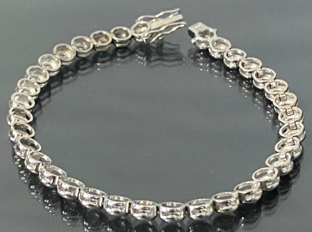 18K White Gold & 2.0CT Diamond Bezel-Set Tennis Bracelet 18.50cm Long
