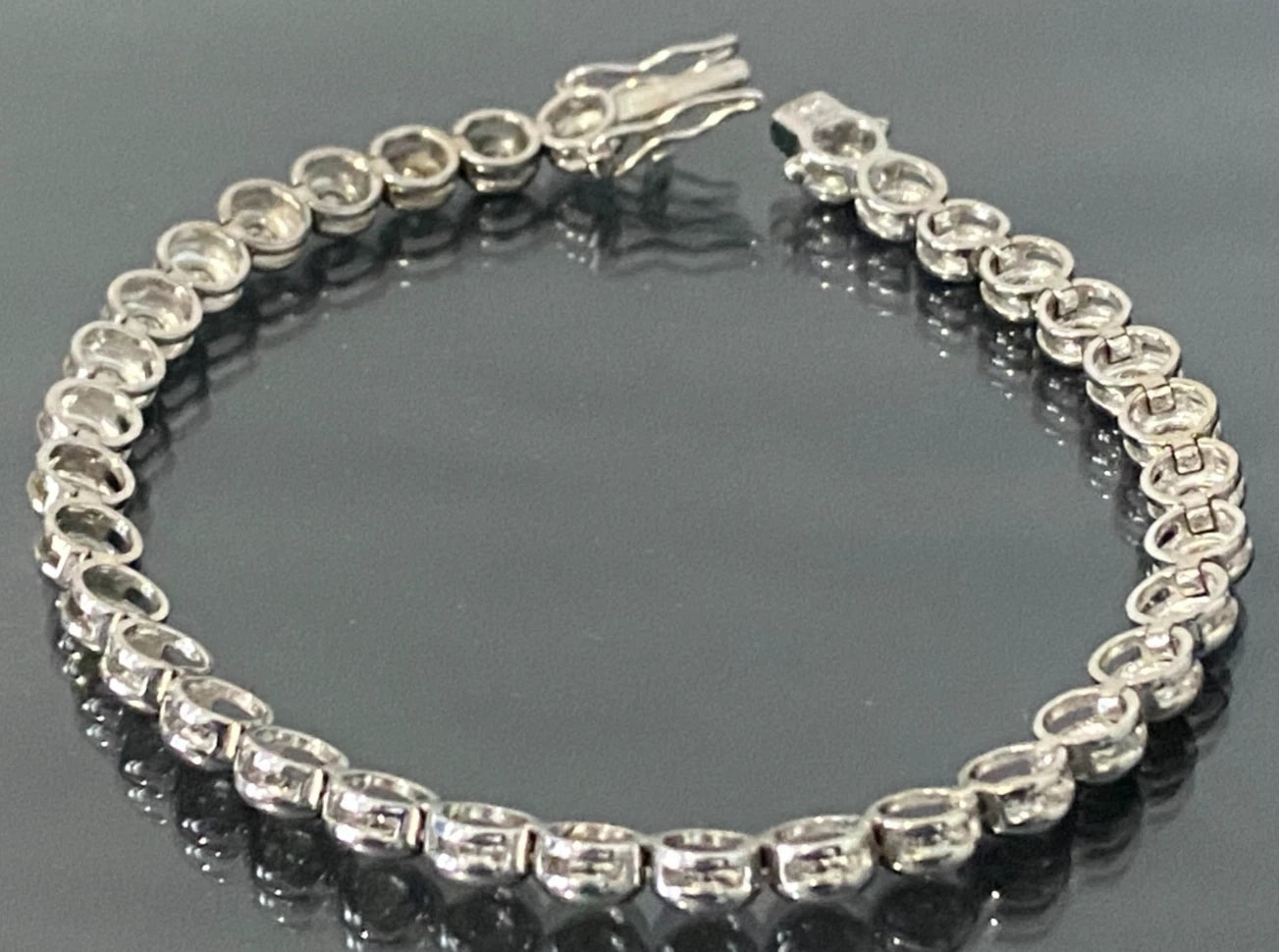 18K White Gold & 2.0CT Diamond Bezel-Set Tennis Bracelet 18.50cm Long