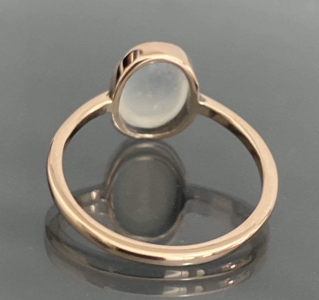 Antique 9K Rose gold Moonstone Bezel Set Ring - Size N 1/2 (US 7)