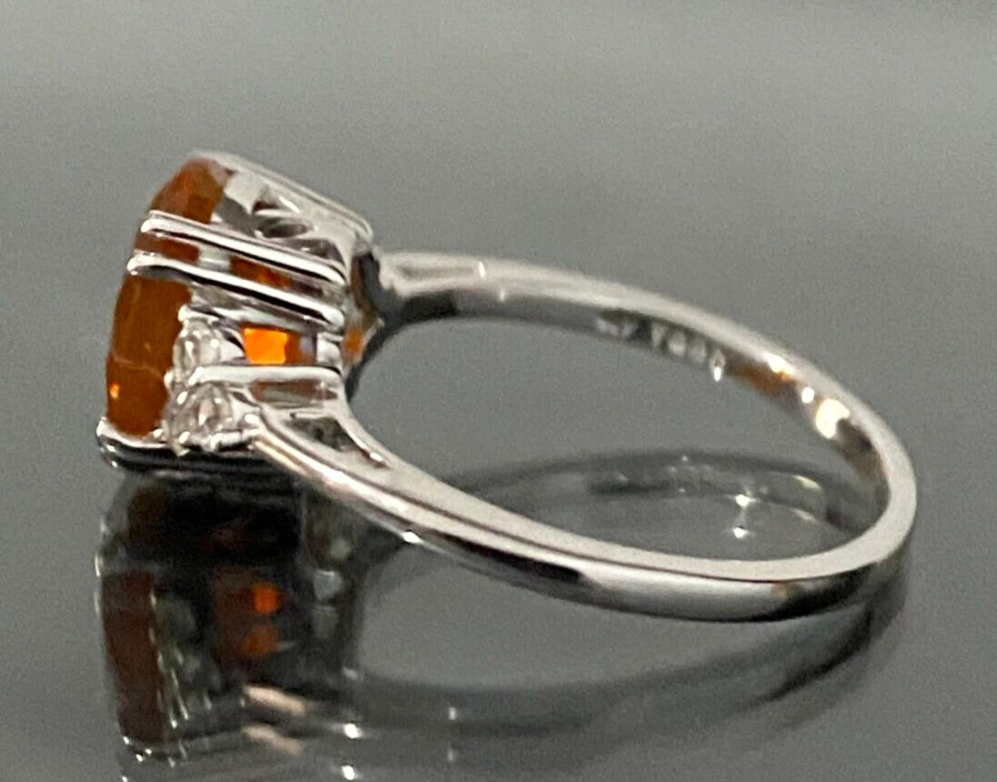 9K Yellow Gold W/ 1.93CT American Fire Opal Ring Size N 1/2 - 6 3/4