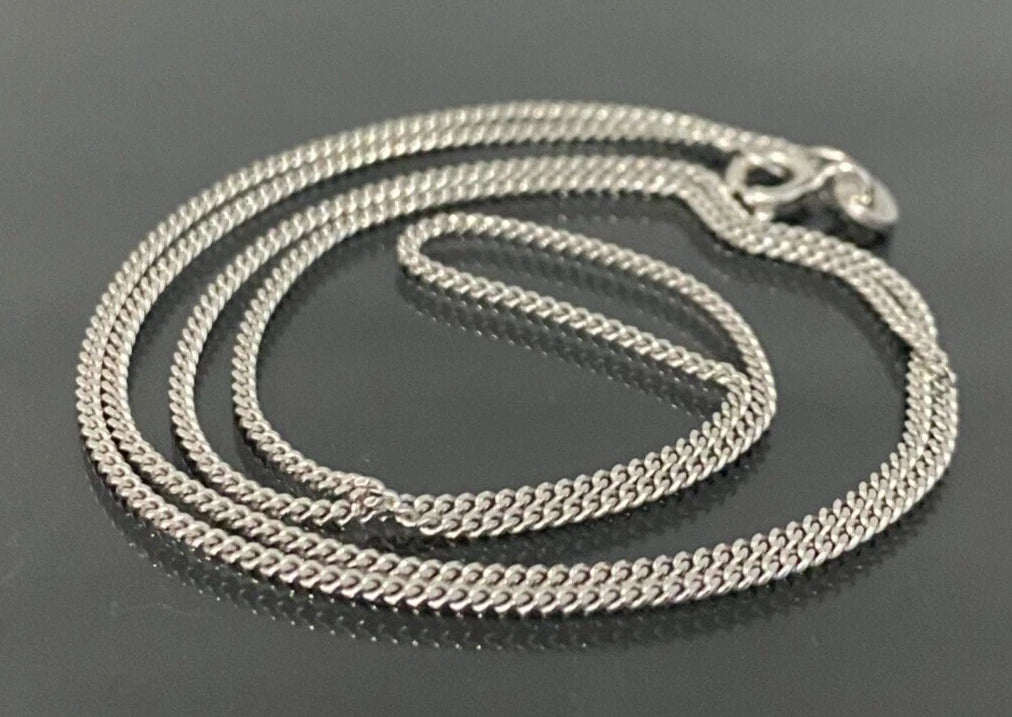 18K White Gold Curb Link Chain Necklace 46cm Long