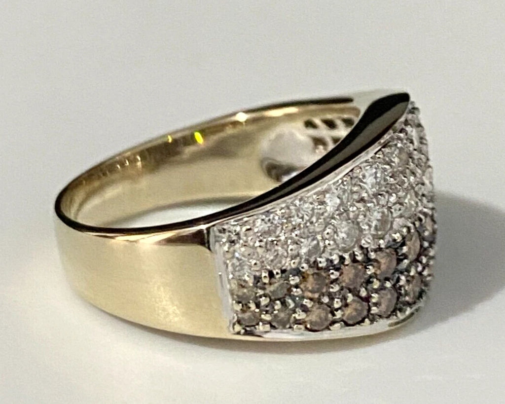 18K Yellow Gold & 1.20CT Diamond Pave Set Dress Ring Size N 1/2 - 6 3/4