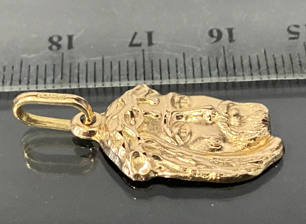 18K Yellow Gold Jesus face Charm/ Pendant