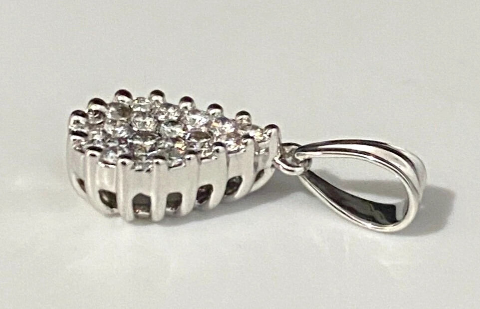 18K White Gold W/ 0.44CT Brilliant Diamond Pear Shape Pendant