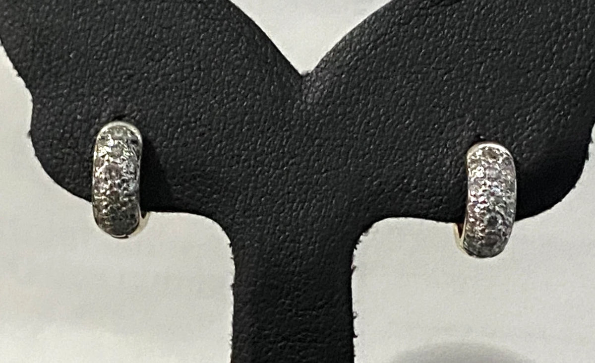 9K yellow Gold & 0.20CT Diamond Pave Set Huggie Hoop Earrings
