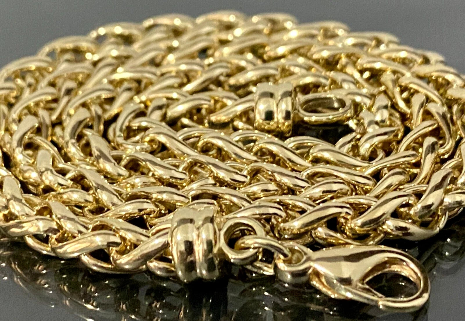 9K Yellow Gold Wheat Link Chain Necklace 41cm Long