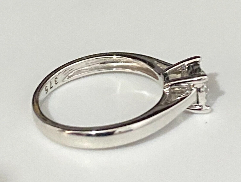 9K White Gold & 0.33CT Diamond Engagement Ring Size J - 4 3/4