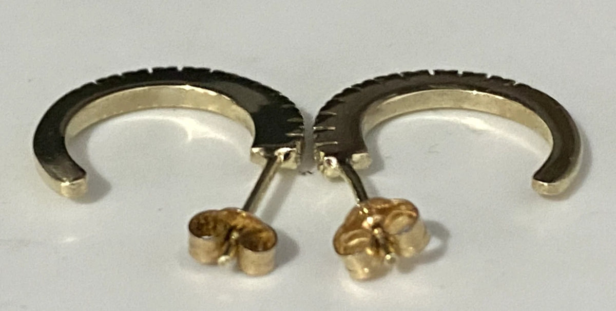 9K Yellow Gold & Cubic Zirconia Hoop Stud Earrings
