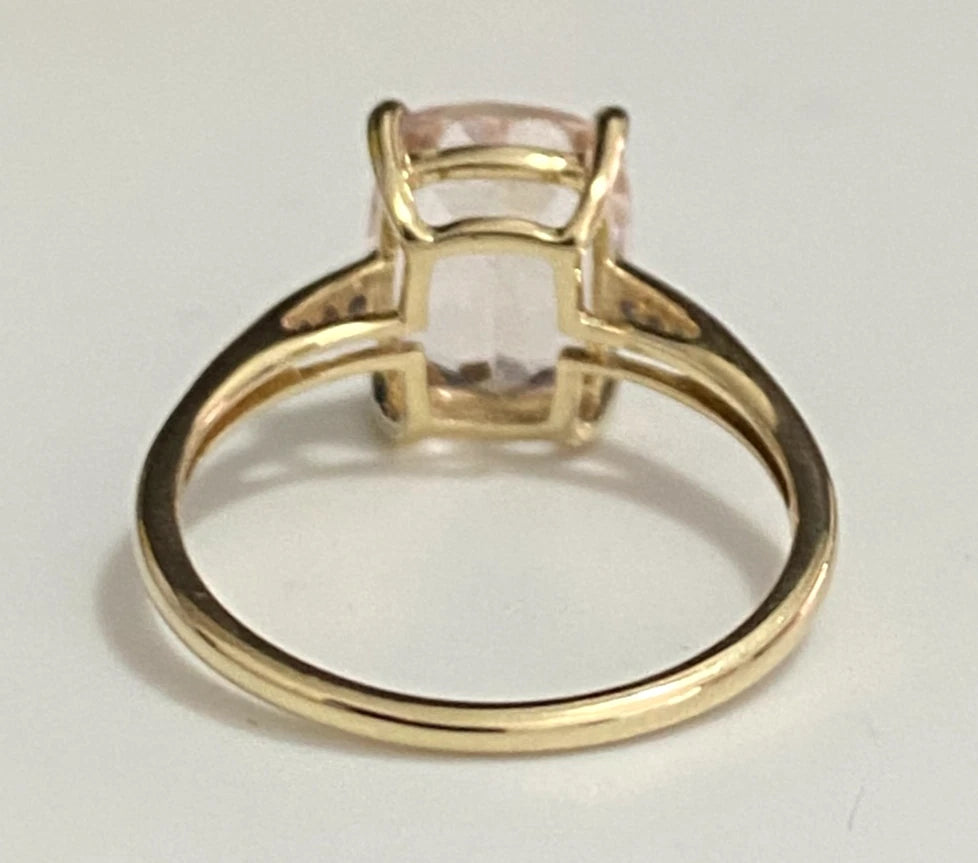 10K Yellow Gold 2.67CT Morganite & Diamond Ring Size L (US 5.75)
