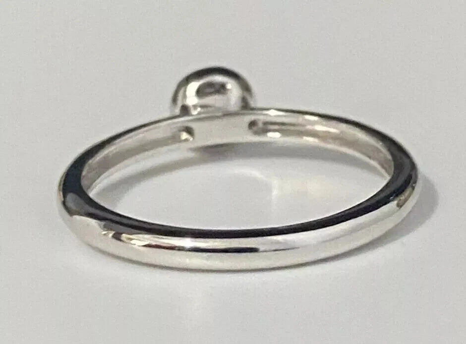 9K White Gold & Zirconia Halo Engagement Ring Size M 1/2 - 6 1/4