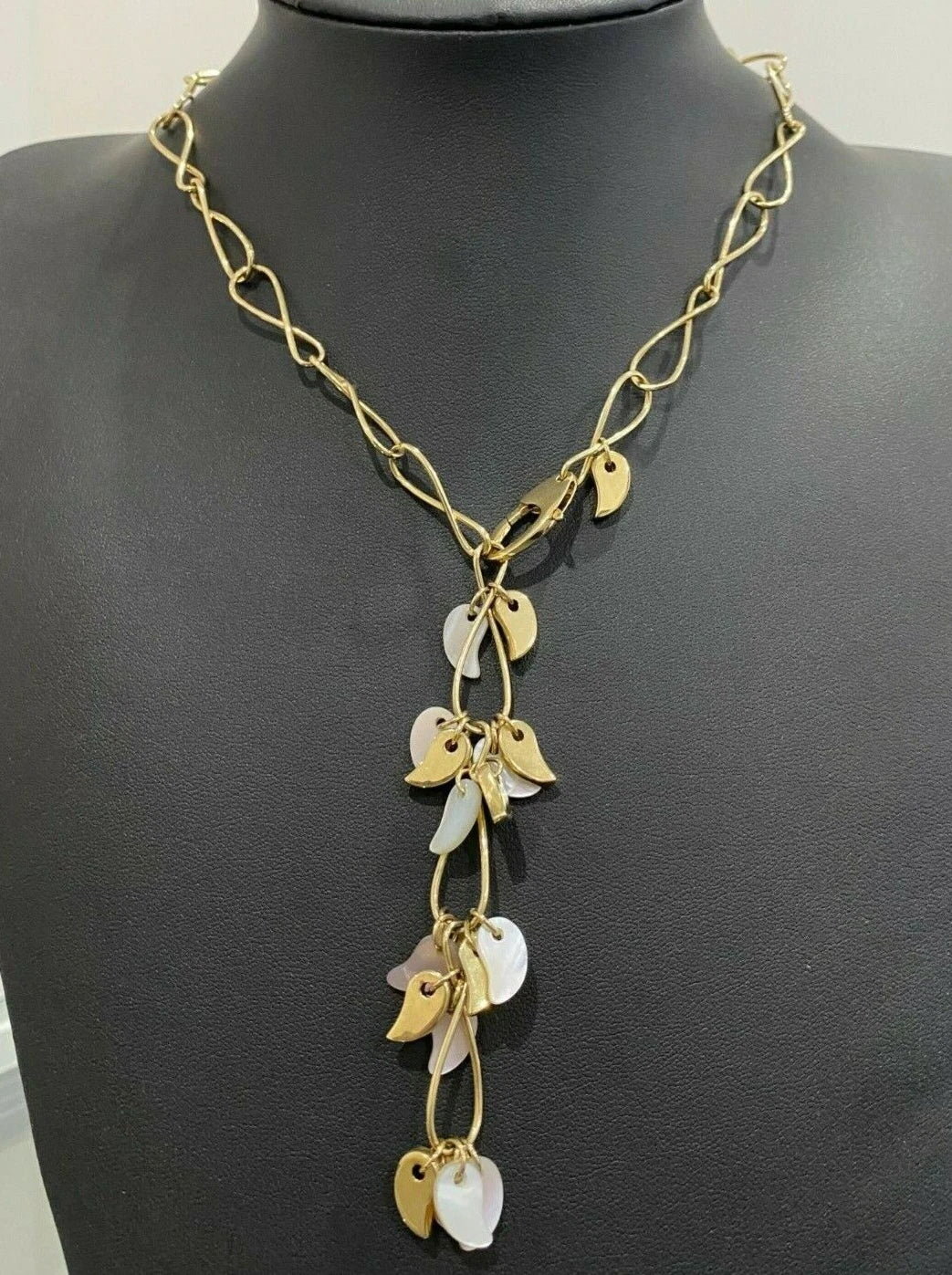 Italian 14K Yellow Gold & Mother of Pearl Chain Necklace