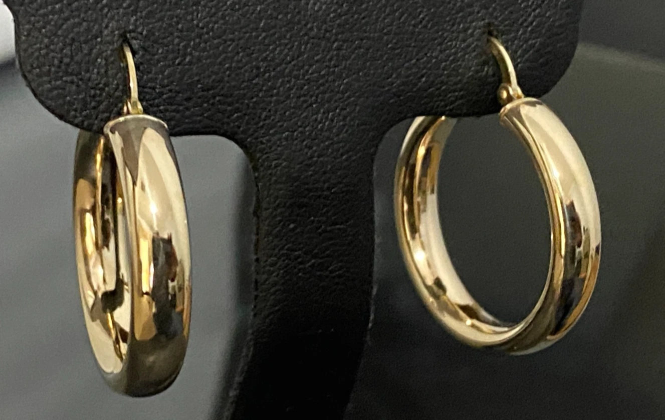 9K Yellow Gold Round Hoop Earrings 25.50mm