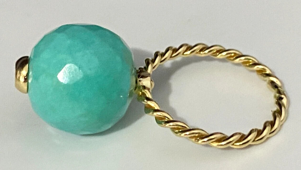 14K Yellow Gold W/Green Stone & Diamond Ring Size L - 5 1/2