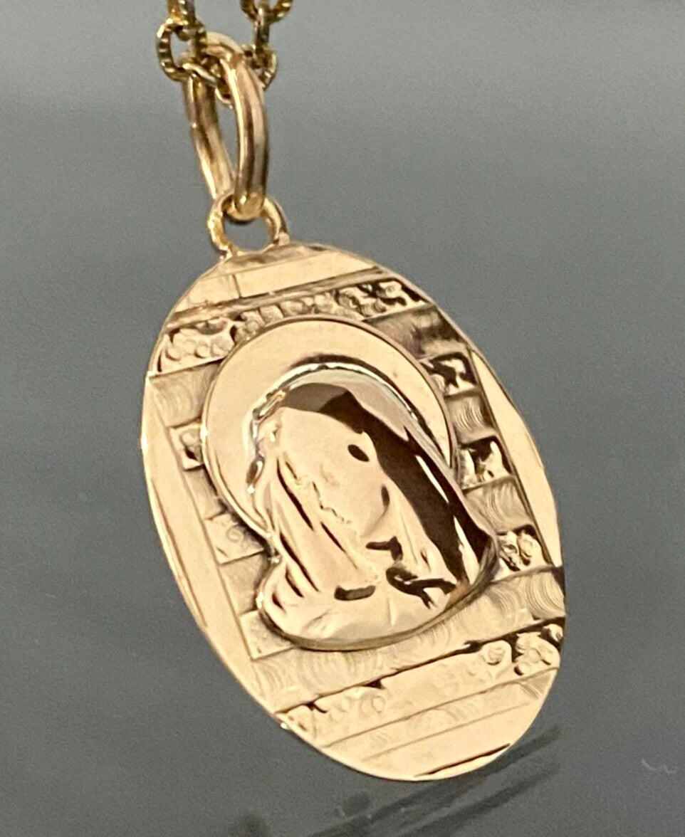 18K Rose Gold with Virgin Mary Pendant