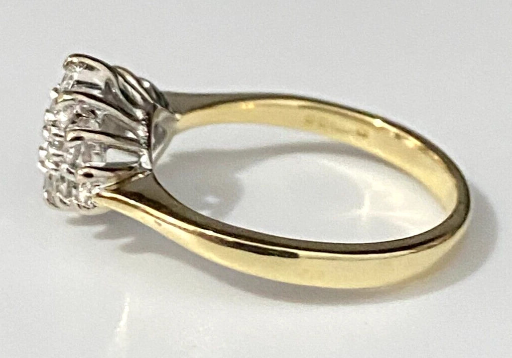 18K Yellow Gold & 0.40CT Diamond Cluster Ring Size L - 5 1/2