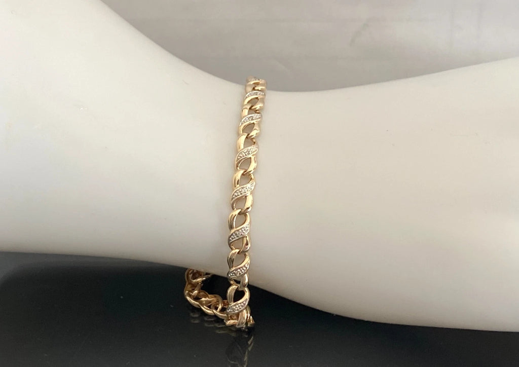 9K Yellow Gold Diamond Infinity Bracelet 20cm Long
