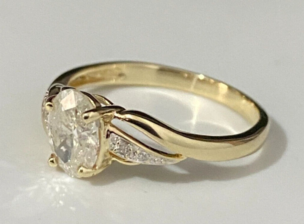 9K Yellow Gold & 1.0CT Diamond Single Stone Ring Size O - 7