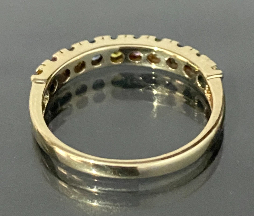9K Yellow Gold W/Vari-hue Sapphire Eternity Ring Size M 1/2 - 6 1/2