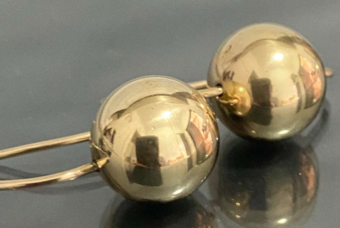 9K Yellow Gold 12.5mm Ball Hook Earrings
