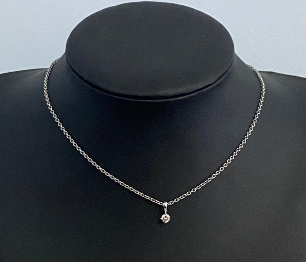 18K White Gold & 0.22CT Diamond Single Stone Pendant