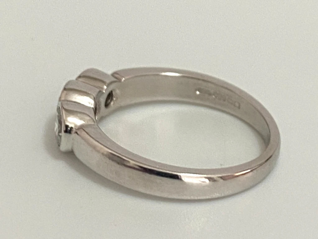 950 Palladium & 0.60CT Diamond 3 Stone Bezel Set Ring - Size I (US 4.5)
