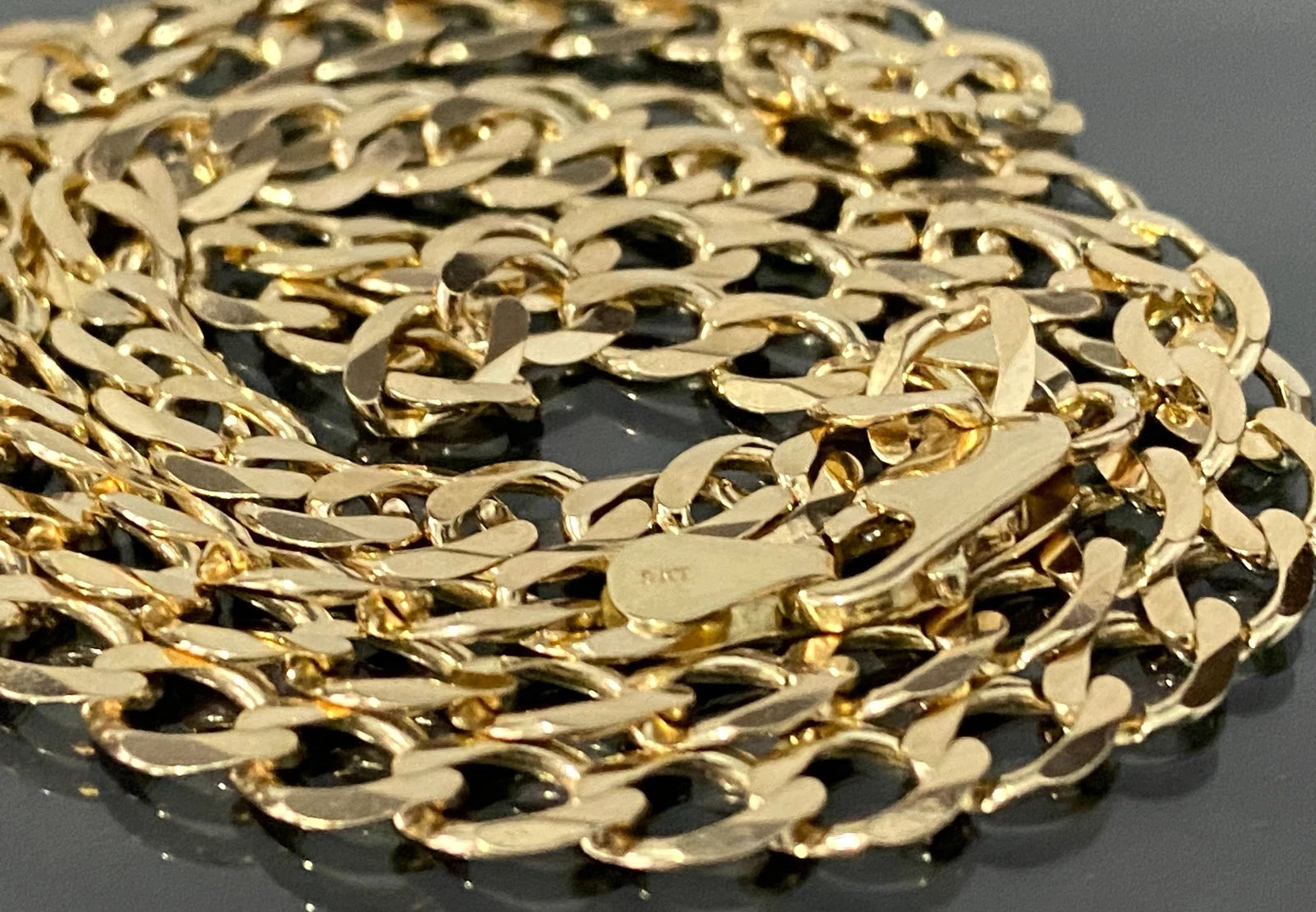 9K Yellow Gold Diamond Cut Curb Link Chain Necklace 62cm Long