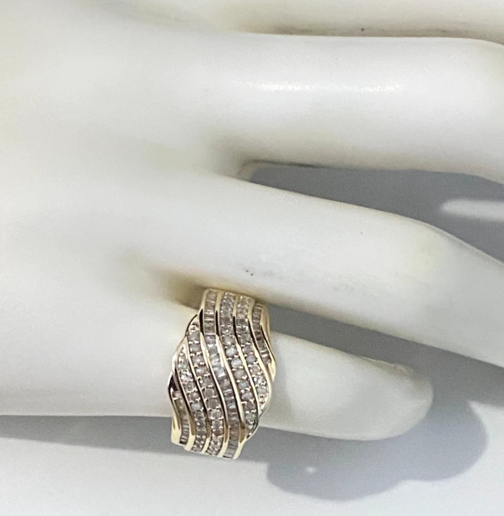 10K Yellow Gold & 0.75CT Diamond Dress Ring Size J - 5