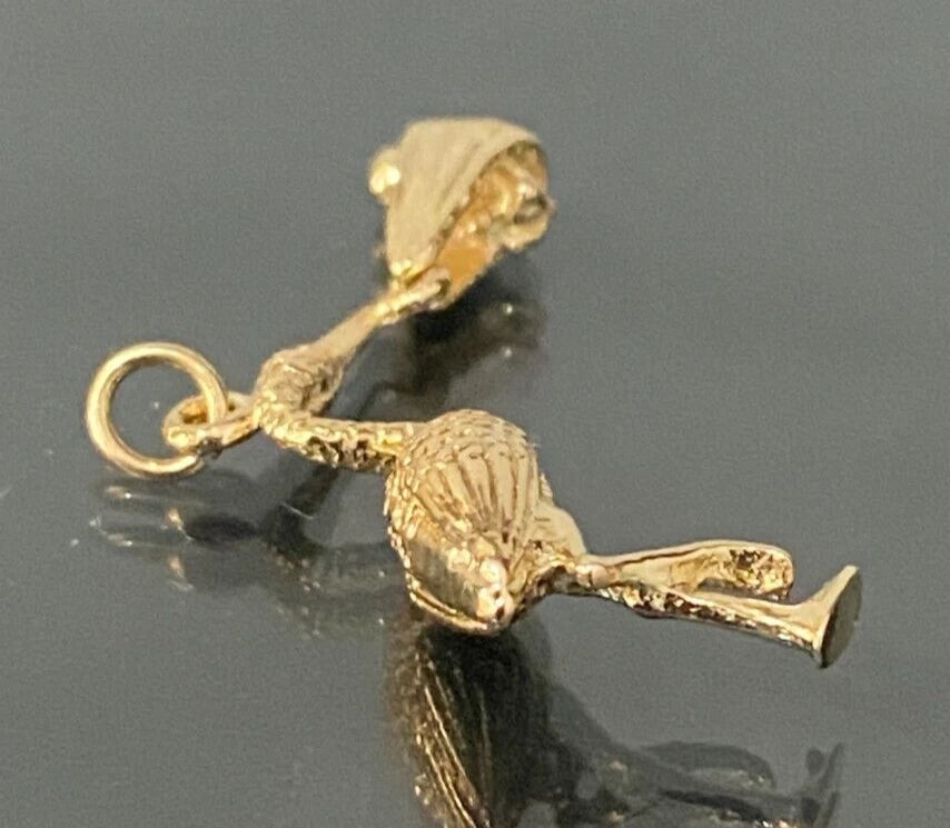 9K Yellow Gold Stork & Baby Charm Pendant 23.0mm high