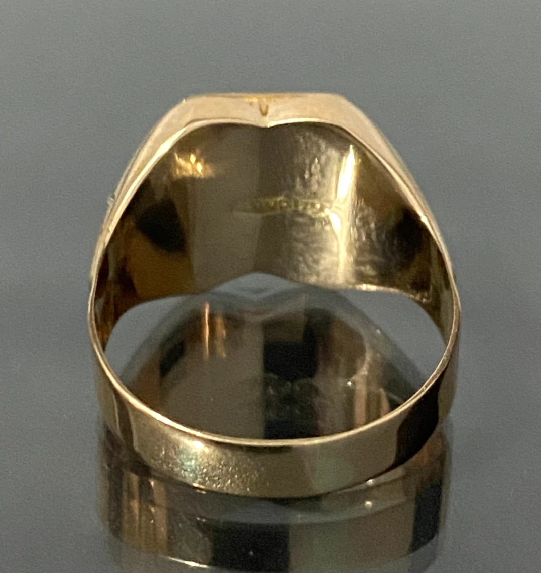 Vintage 18K Yellow Gold "AT" Initial Signet Ring Size O 1/2 - 7 1/2