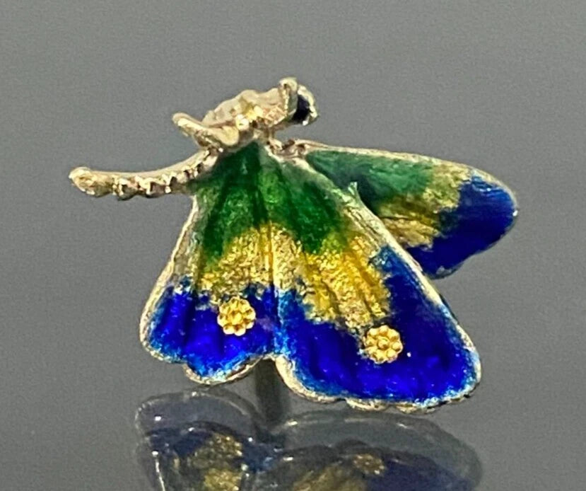 9K Yellow Gold & Enamel Butterfly Tie Pin