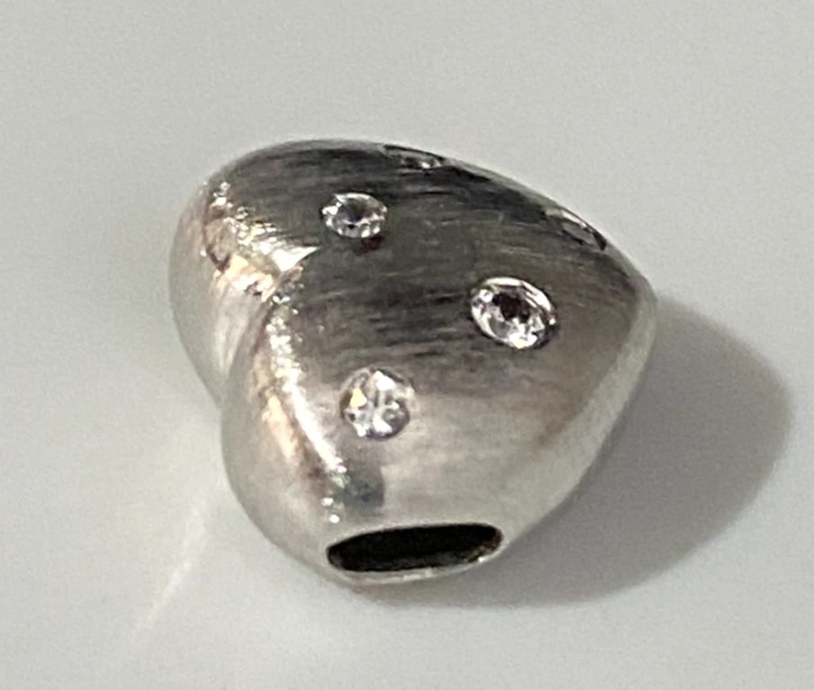9K White Gold & Cubic Zirconia Flush Set Heart Pendant