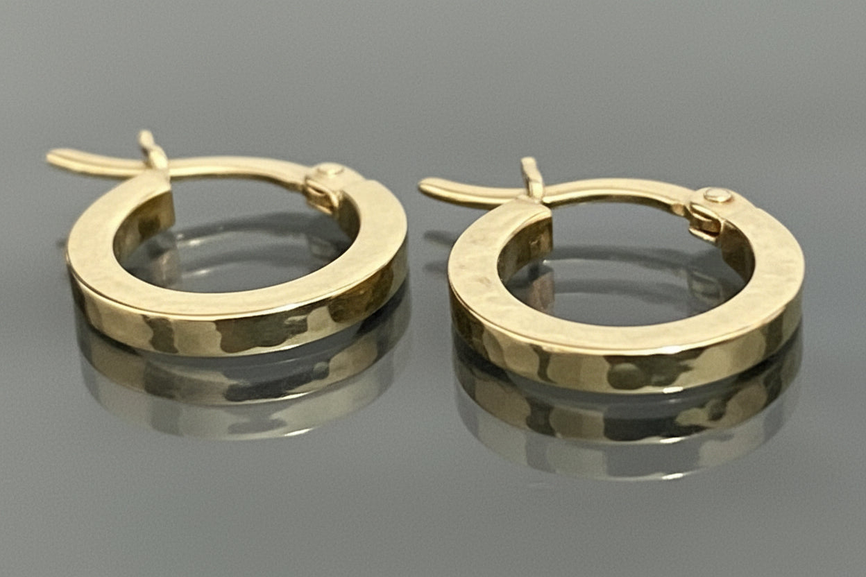 9K Yellow Gold Small Round Hoop Earrings 12.5mm
