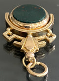 Antique Victorian 9K Yellow Gold Bloodstone Carnelian Swivel Fob Pendant 55mm