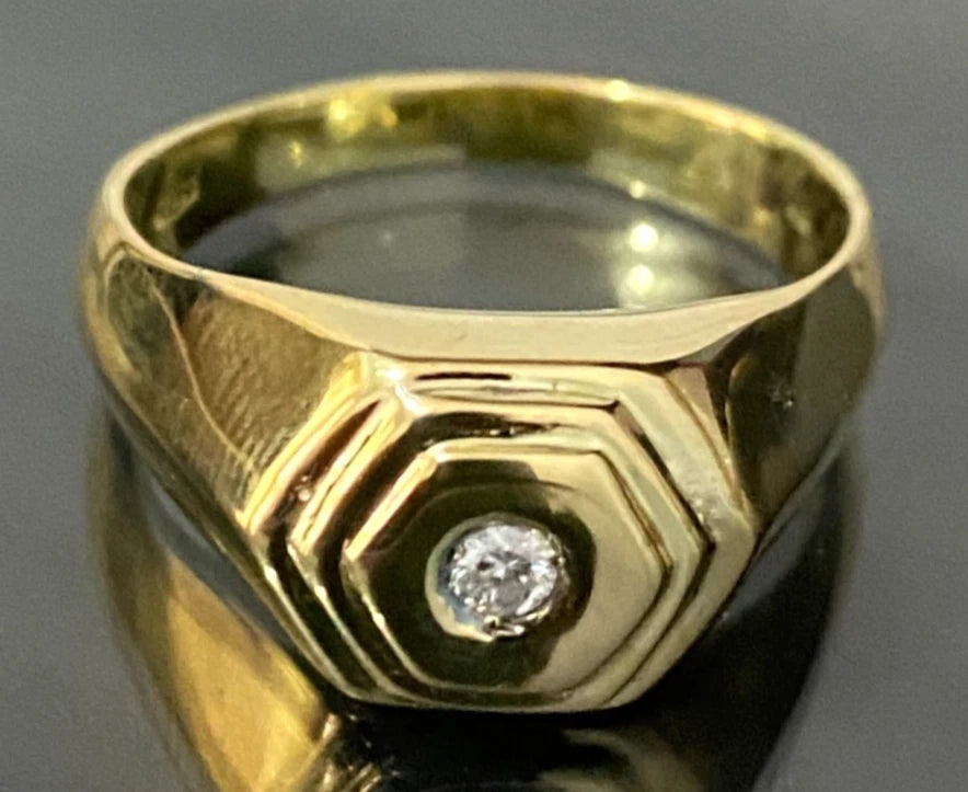18K Yellow Gold & Diamond Men's Ring Size U - 10 1/2