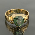 18K Yellow Gold 3.0CT Trillion Cut Green Sapphire Ring - Size S (US 9.25)