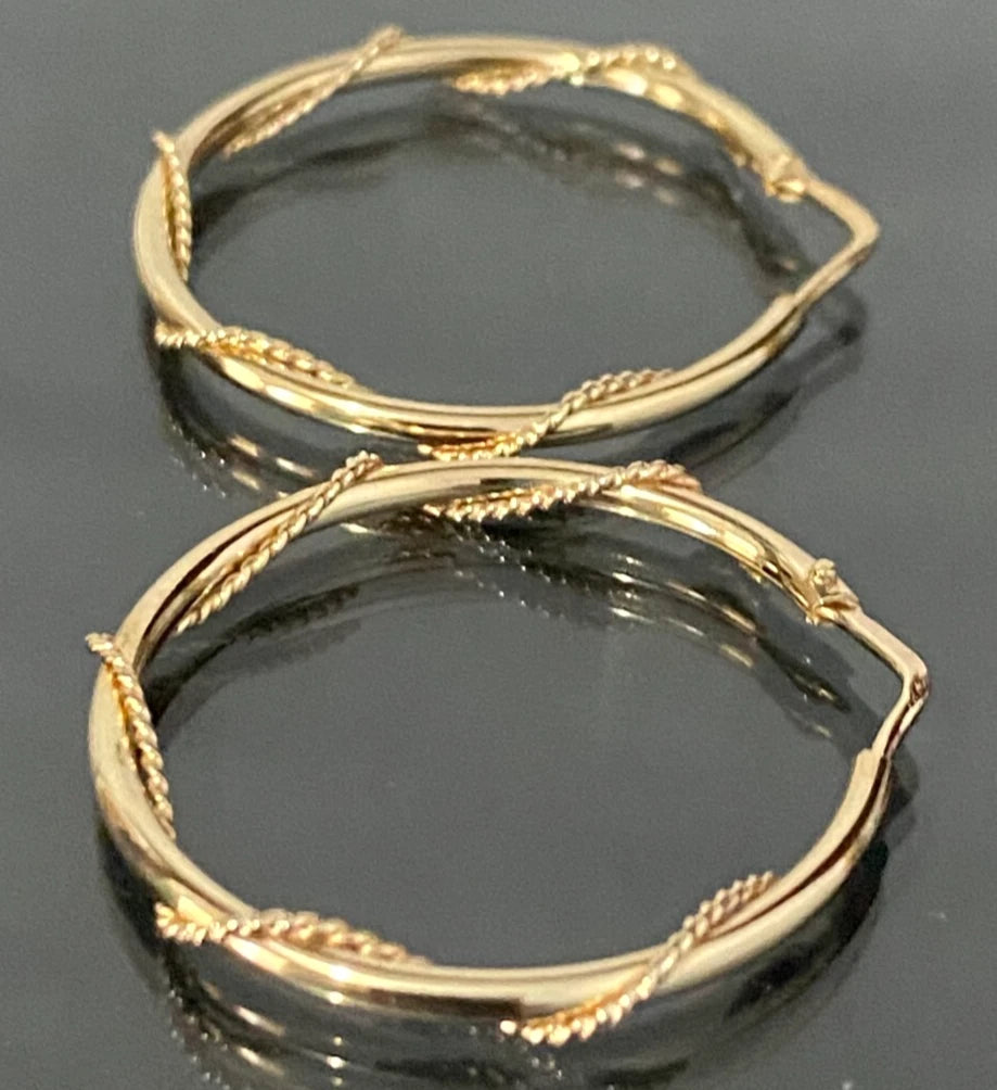 9K Yellow Gold Twisted Hoop Earrings