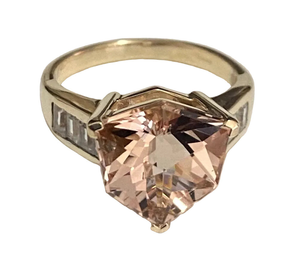 9ct Yellow Gold with 4.53CT Morganite Ring Size N (US 6.75)