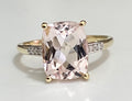 10K Yellow Gold 2.67CT Morganite & Diamond Ring Size L (US 5.75)