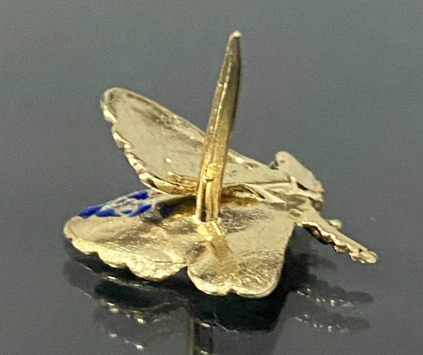 9K Yellow Gold & Enamel Butterfly Tie Pin