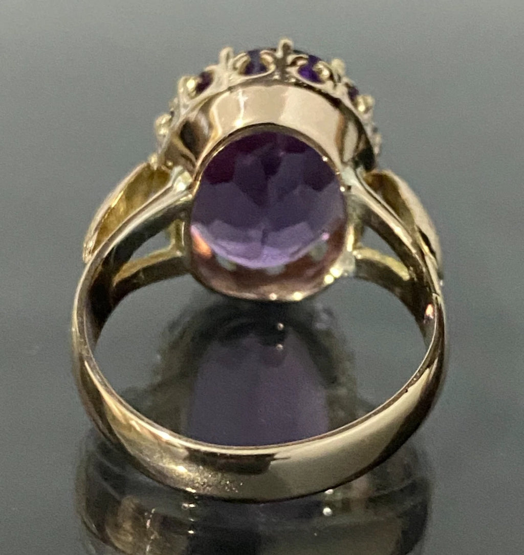 Vintage 14K Yellow Gold & Amethyst Stone Ring Size N - 6 3/4