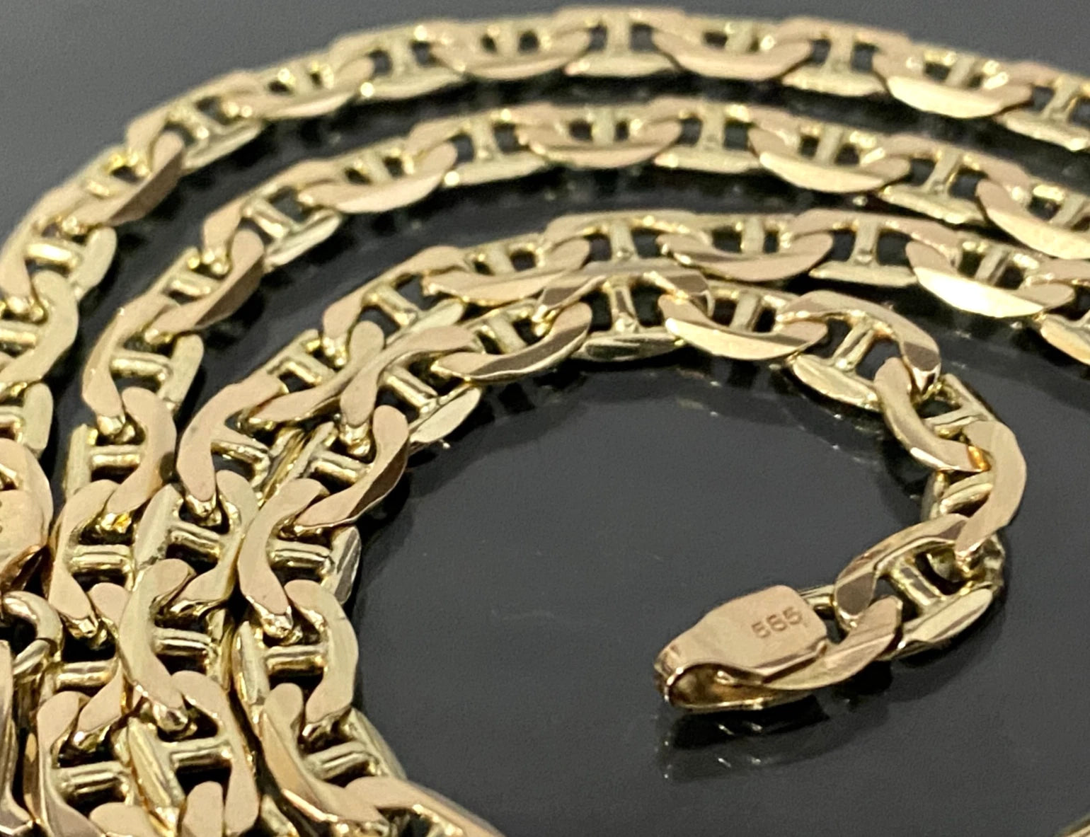 14K Yellow Gold Anchor Link Chain Necklace 57.0cm Long